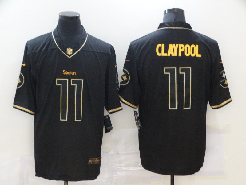 Men Pittsburgh Steelers #11 Claypool Black gold lettering 2020 Nike NFL Jersey->pittsburgh steelers->NFL Jersey